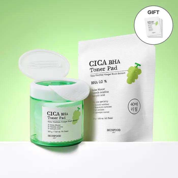 [Free Gift: Pack of 2 Pads (5 Packs)] [SET] Shine Muscat Cica BHA Toner Pads 70 Sheets + 40 Refills