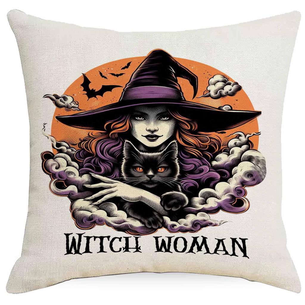 Nytt Halloween Häxlinje Kuddfodral Hem Vardagsrum Kontor Soffa Bilbarnstol
