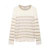 European and American style, new women's clothing, fashionable, versatile, casual metal-colored thread-woven striped knitted sweater