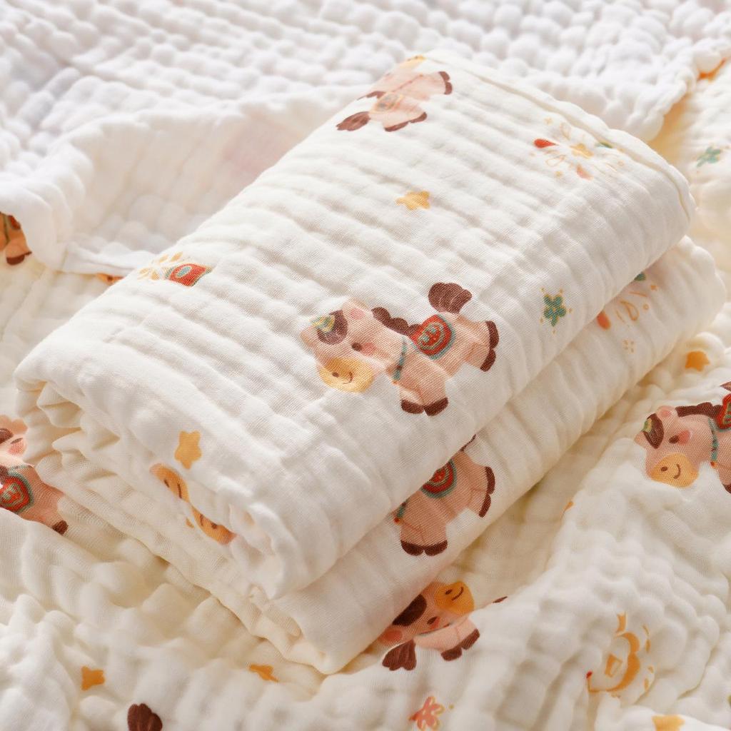 High-Density Six-Layer Pure Cotton Baby Bath Towel and Swaddling Blanket for Newborns and Children