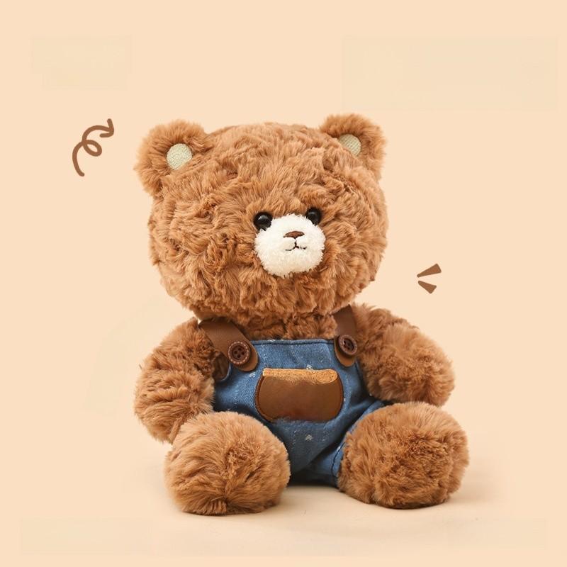 Embroidered Cartoon Cute Denim Overalls Teddy Bear Plush Toy For Gift Children