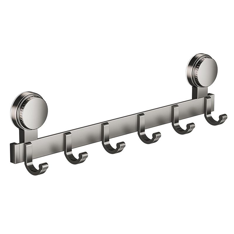 

1 Pack of Gray Practical 6-Hook Hangers That Can Be Hung on the Wall Without Drilling, Using Suction Cups, for Storing Clothes/Towels/Bathrobes/S