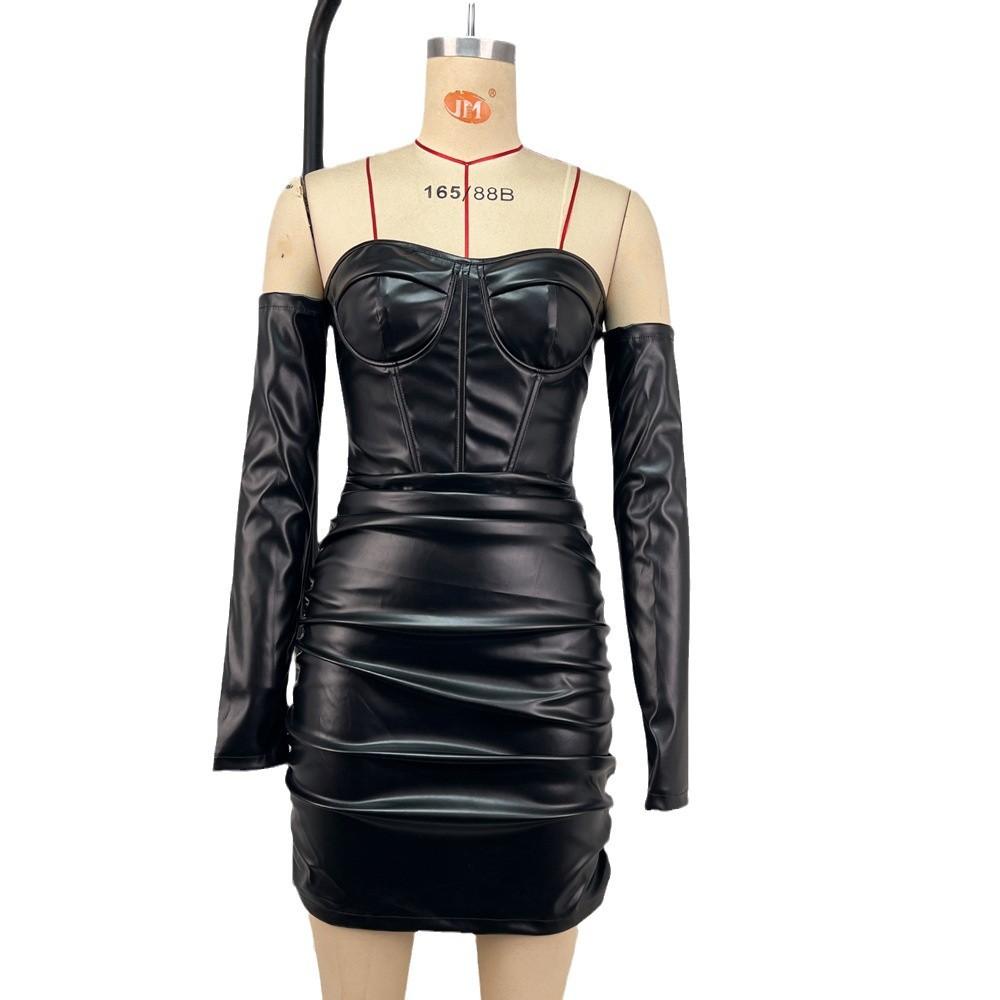 

Женское сексуальное платье весна/лето с открытыми плечами и талией Fishbone L чёрный