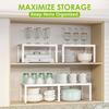 Expandable Cabinet Shelf Organizers Set of 2 Stackable Kitchen Countertop Shelf Storage Spice Rack Mug Organizer for Cabinet Co