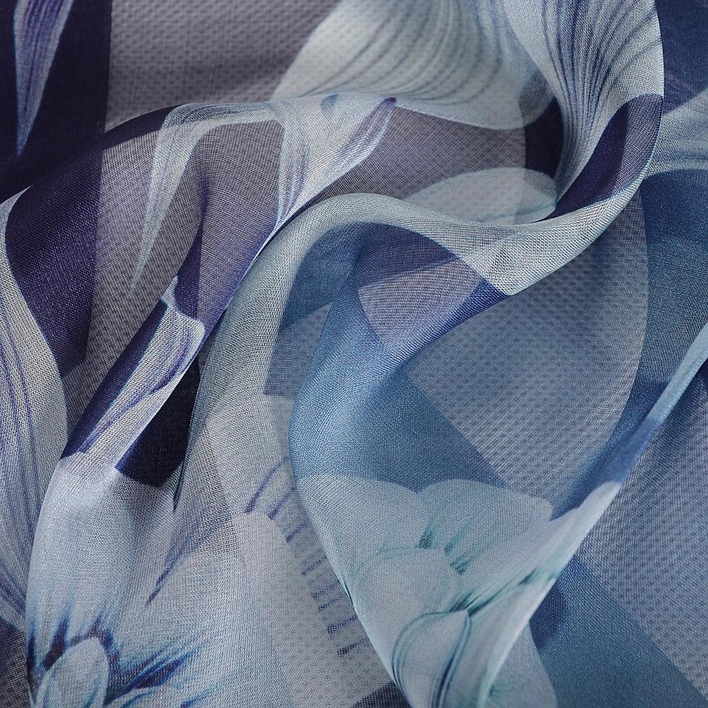 [BYSIFA] Women Navy Blue Pure Silk Scarf Hijab Fashion Peony Design Long 100% Silk Shawl Scarf Fall Winter Silk Scarves Echarpes