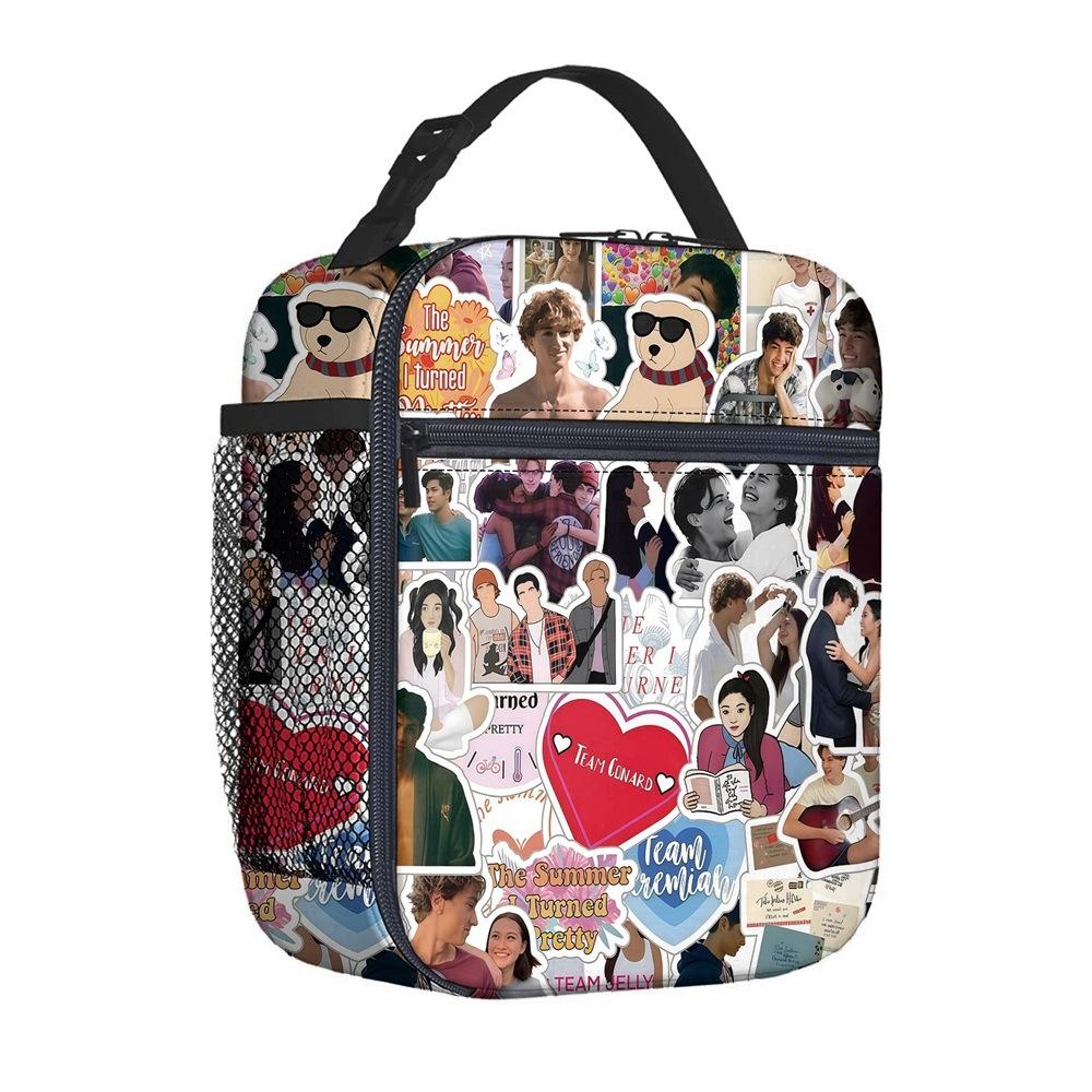 Borsa per Pasto Portatile Borsa Quadrata per Pasto Completamente Stampata Borsa per il Pranzo dei Bambini Borsa per Picnic della Scuola Elementare