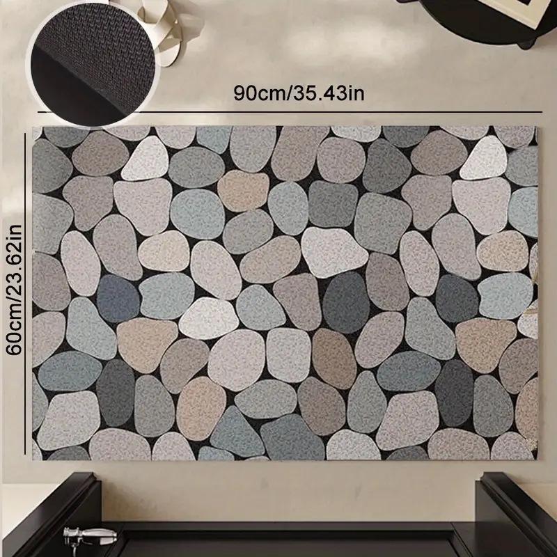 Pebble Entrance Coir Mat – Mud Scraper, Dirt Wiper, Anti-slip Bathroom/Toilet Mat, Cuttable. 40x60 cm PVC base