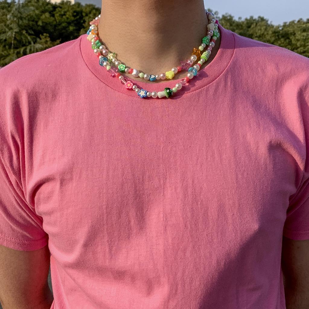 Heart Tai Chi Pattern Flower Pentagram Spliced Pearl Soft Clay Handmade Beaded Necklace for Men Factory In Stock