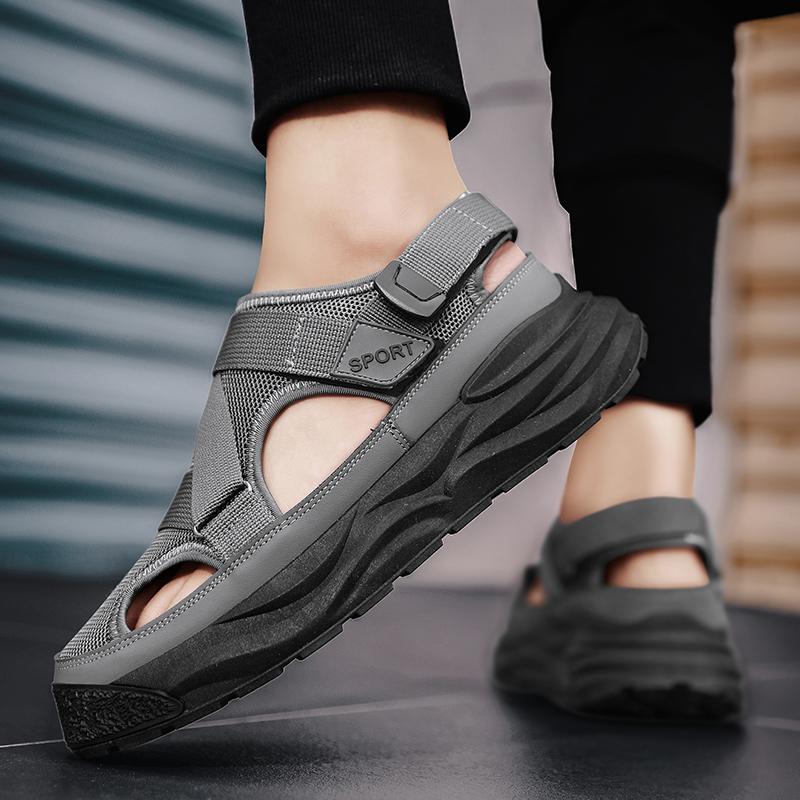 Men's Anti Slip Wear-resistant Fashionable Sports Sandals Thick Soled Breathable Mesh Perforated Shoes Men's Shoes Trendy Shoes
