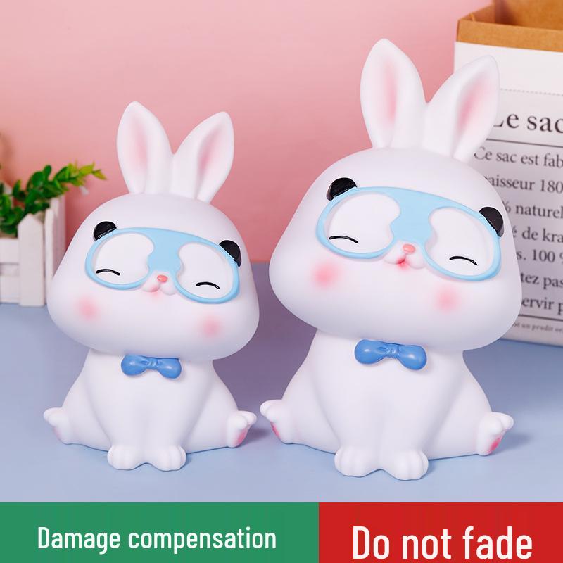 2024 Large Capacity Cute Rabbit Piggy Bank - Durable Vinyl Cartoon Savings Bank with Easy Access