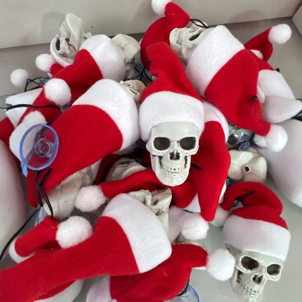 Hanging Skulls, Christmas Hat Halloween Skulls, Festive Party Christmas Tree Decorations, Christmas Tree Ornaments