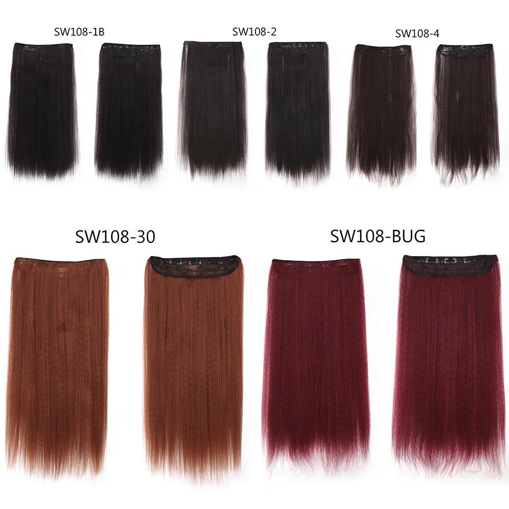 Synthetic Black Long Straight Clip Extension Hair 24 Inch Women's Wig 5 Clip High Temperature Wig