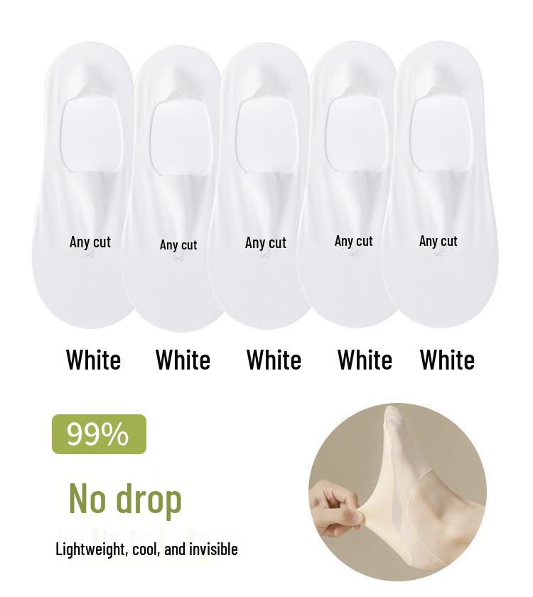 Women's Ultra-Thin Low-Cut No-Show Boat Socks - Pure Cotton Bottom, Silicone Non-Slip, Breathable Mesh, Invisible Ice Silk.