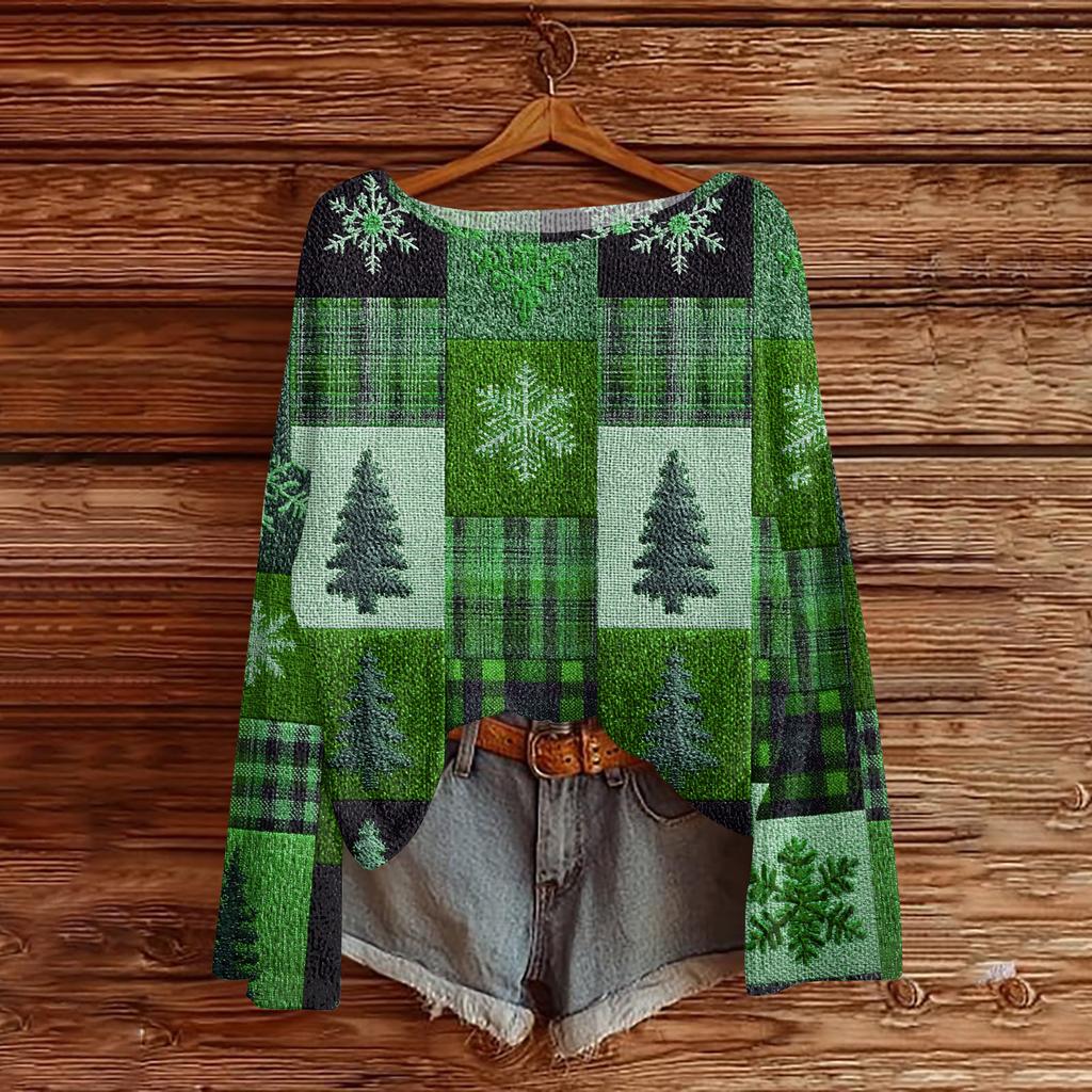 Womens  Fall Sweaters Long Sleeve Print Tops Pullover Sweaters Loose Dressy Casual Basic Clothes