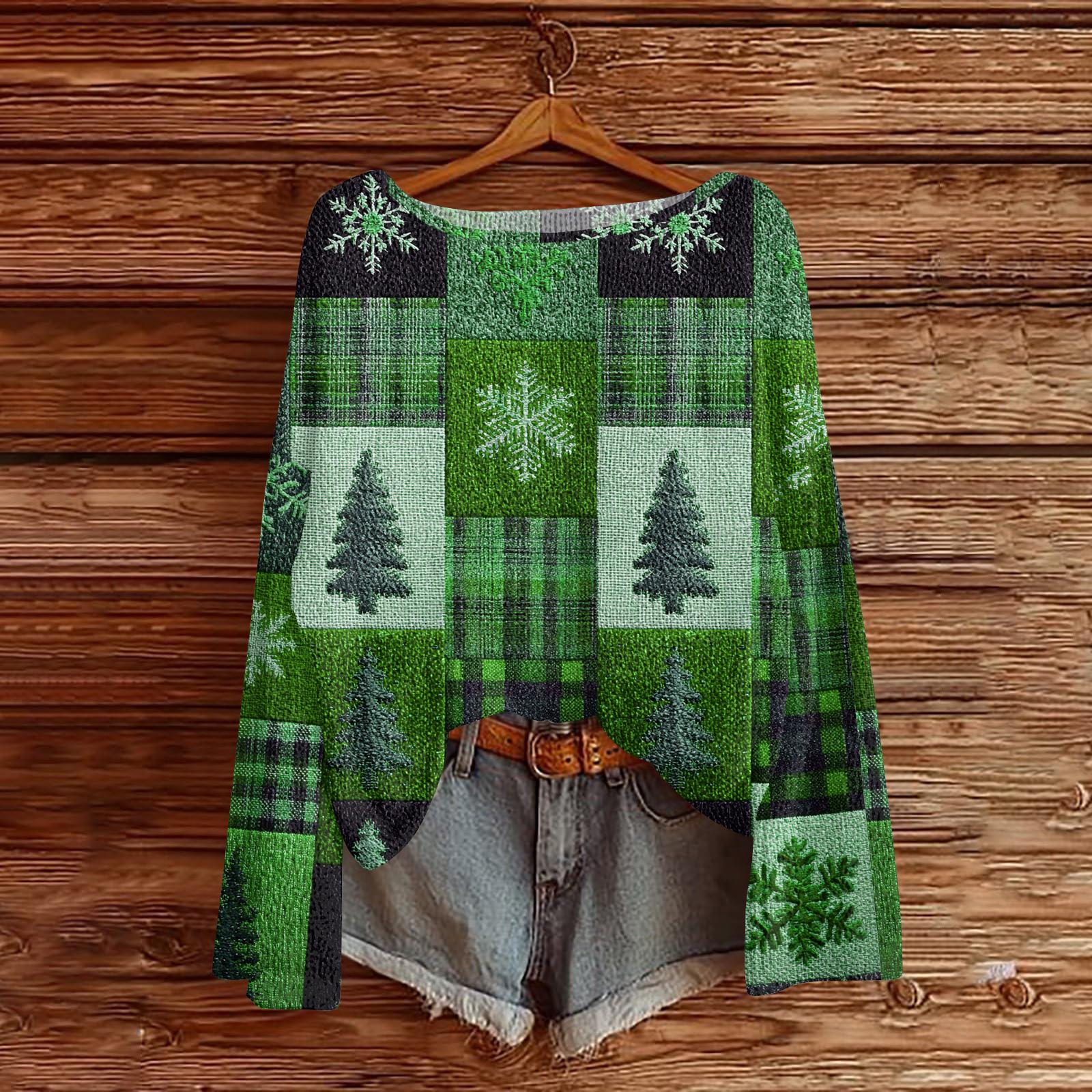 

Женские осенние свитера с длинным рукавом, топы с принтом, пуловеры, свободная нарядная повседневная базовая одежда M зелёный