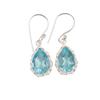 Natural Sky Blue Topaz Gemstone 925 Stamped Silver Handmade Drop Earrings 1.30" EE-3-2