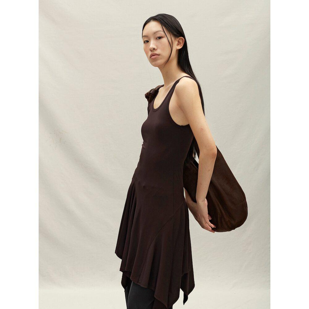Anggae Petal Jersey Dress Brown