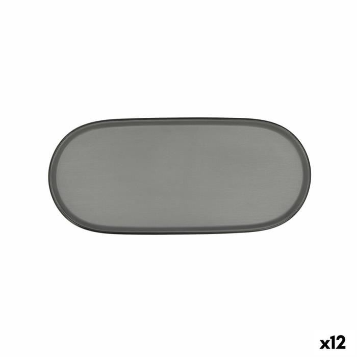 Plateau Apéritif - Bidasoa - Gio - Plastique - 28 X 12 Cm - 12 Unités - Gris