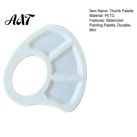 Portable Art Supplies for Painters Mini Paint Palette Tray, with Thumb Hole, Lightweight Durable Watercolor Outdoor Sketching Mixing Painting Palette,