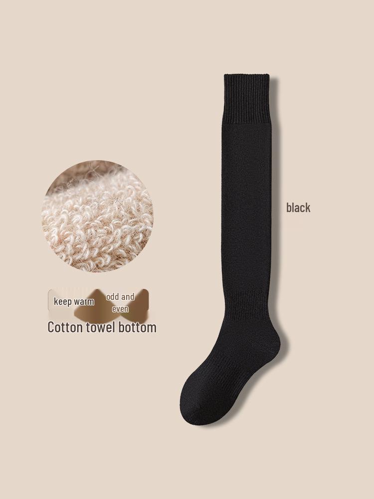 2025 Autumn/Winter Women's Fleece-Lined Over-the-Knee Socks – Warm, Thick, Terry Cotton.