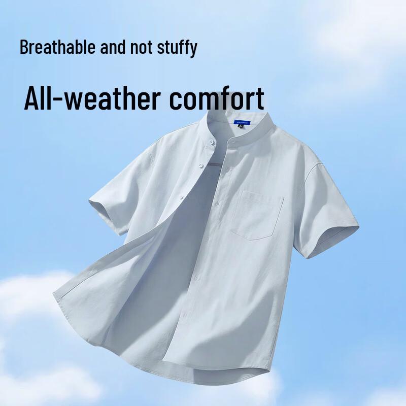 MARK FAIRWHALE Men's Pure Color Henley Short-Sleeve Shirt
