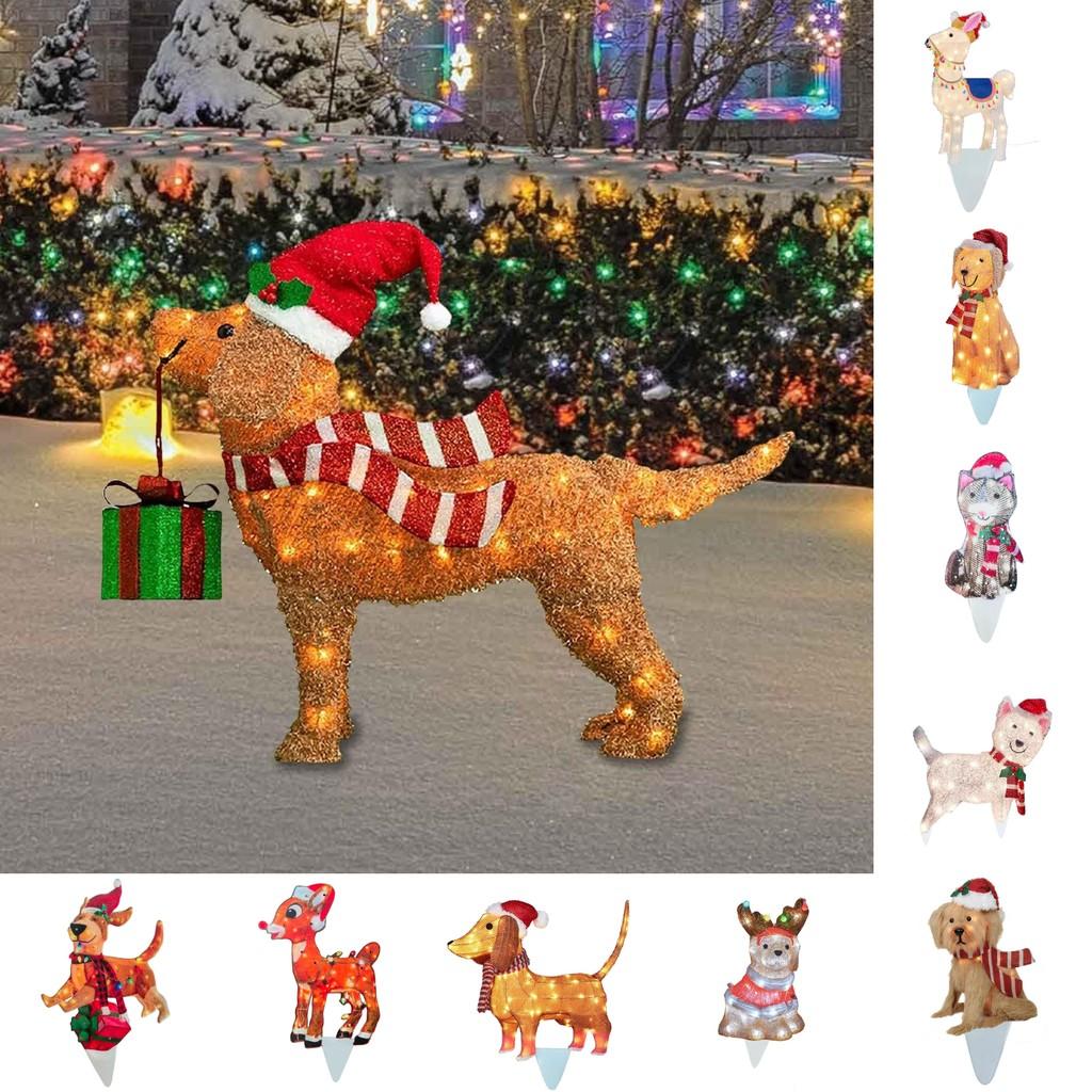 Outside Christmas Decorations Light Up Animals Dog Santa Clausoutside Supplies