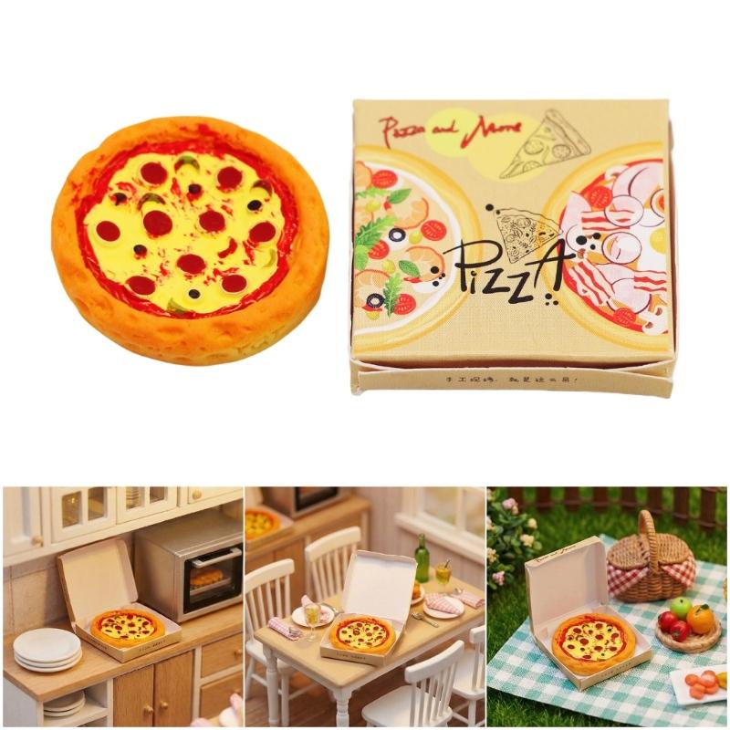 1/12 Doll House Miniature Pizza Set Food Play Model Figure With Realistic Design Safe Resin Figurine For Kid Pretend Play