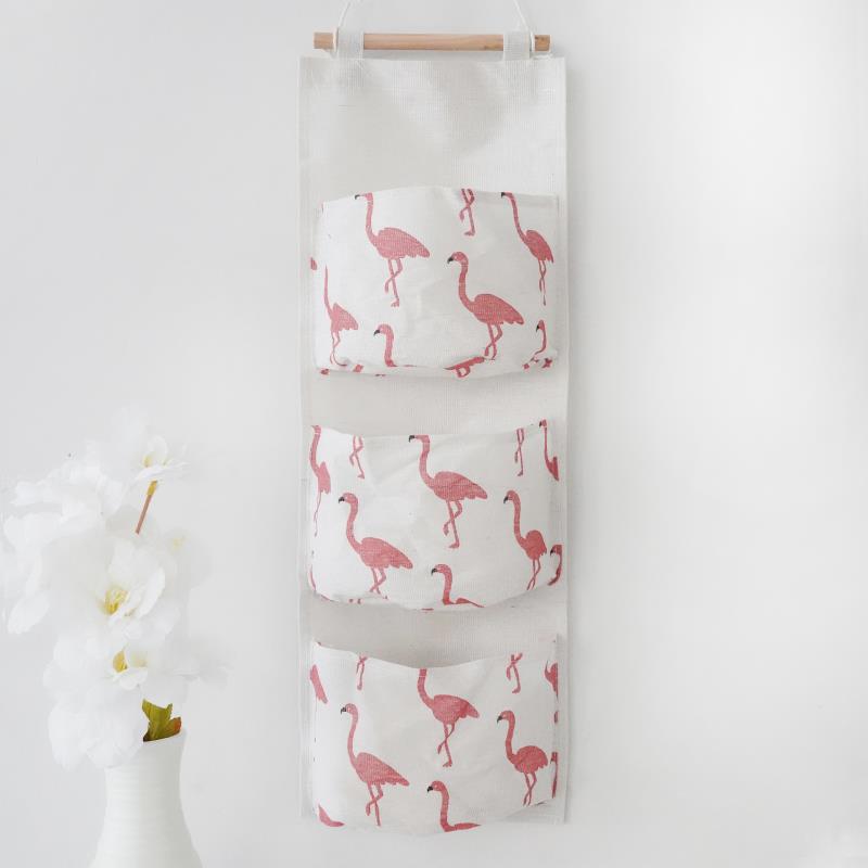 Three-Pocket Cotton Linen Over-the-Door Hanging Storage Bag