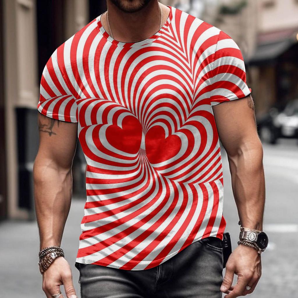 New Valentine's Day Colorful Love T Shirt 3D Print Men Women T-shirts Summer Round Neck Short Sleeve Tops Kids Tees Man Clothing