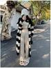 Women's Gray Herringbone Wool Pants, Autumn Winter, Plus Velvet, Narrow Wide-Leg Style, 2025.