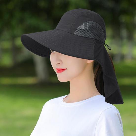 Women's Wide Brim Sun Hat With Neck Flap - UPF 50+ Foldable Bucket Hat For Beach, Hiking & Fishing
