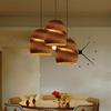 Vintage Nordic Corrugated Paper Round Shade Cord E27 Hanging Lamp Indoor Decoration Brown Pendant Light Fixture Restaurant