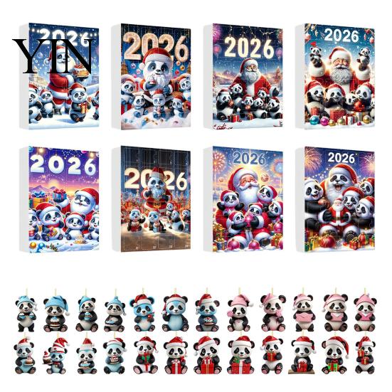 Decorative Acrylic Hanging Christmas Panda Advent Calendar, 24 Days Countdown Contains Tree Ornament Set Ornaments, Cute Decorations for Home