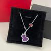 Qi Family Amethyst Double Gourd Necklace - High Version V Gold Clavicle Chain