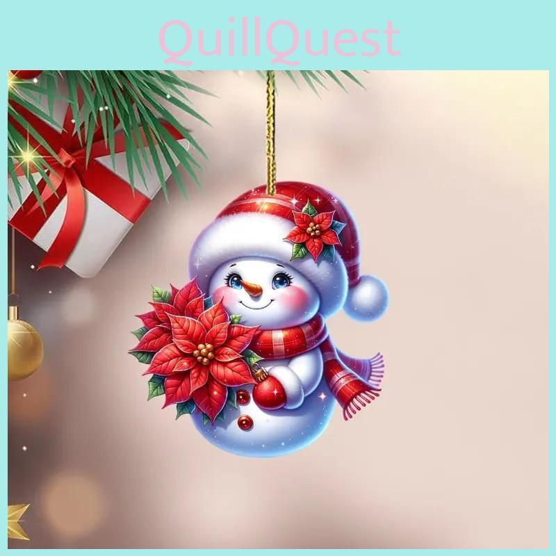 Cute Snowman Christmas Pattern Acrylic Pendant For Family Decoration Holiday