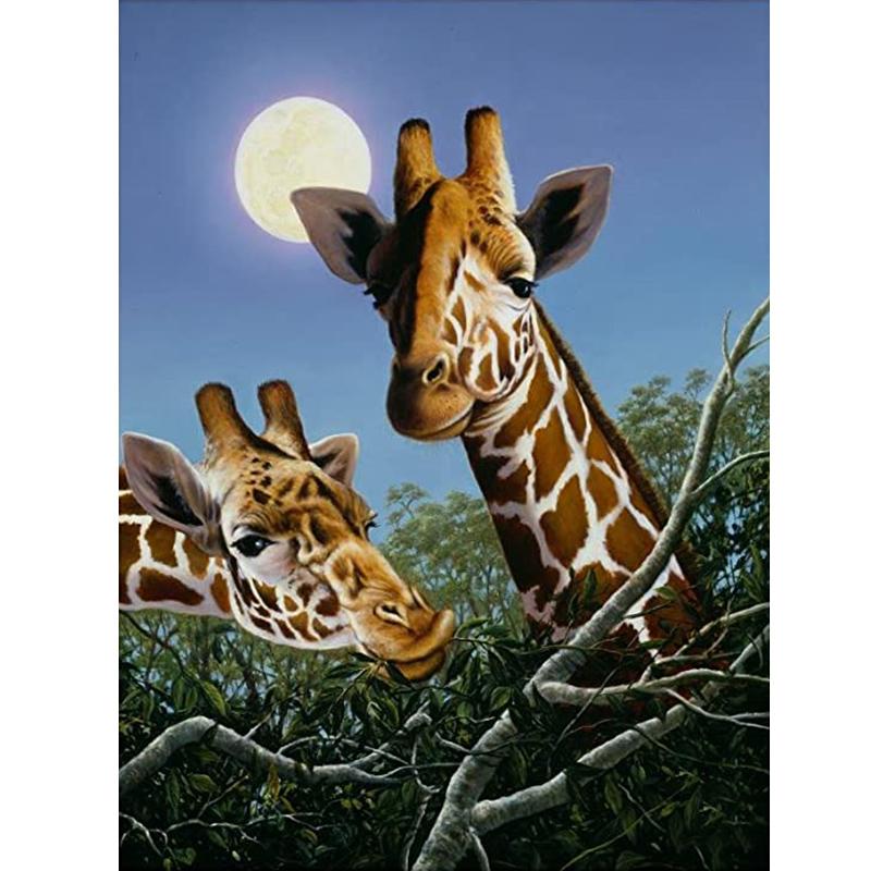 DIY 5D Diamond Painting Cross Stitch Kits Full Round Resin Rhinestone Mosaic Daimond Embroidery Animals Giraffe Home Decoration