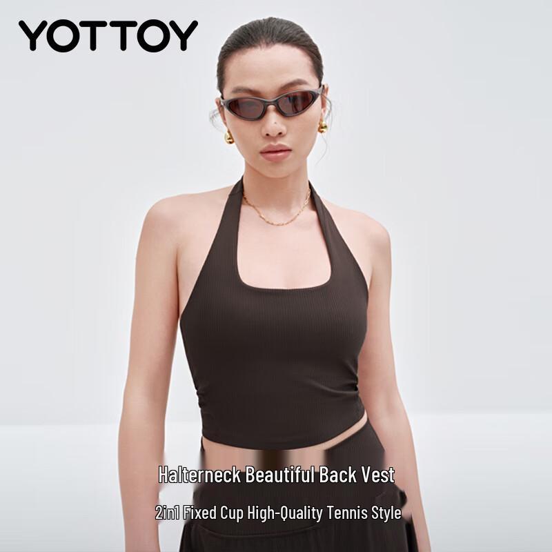 Женский спортивный топ-майка Yottoy с вырезом-халтер S