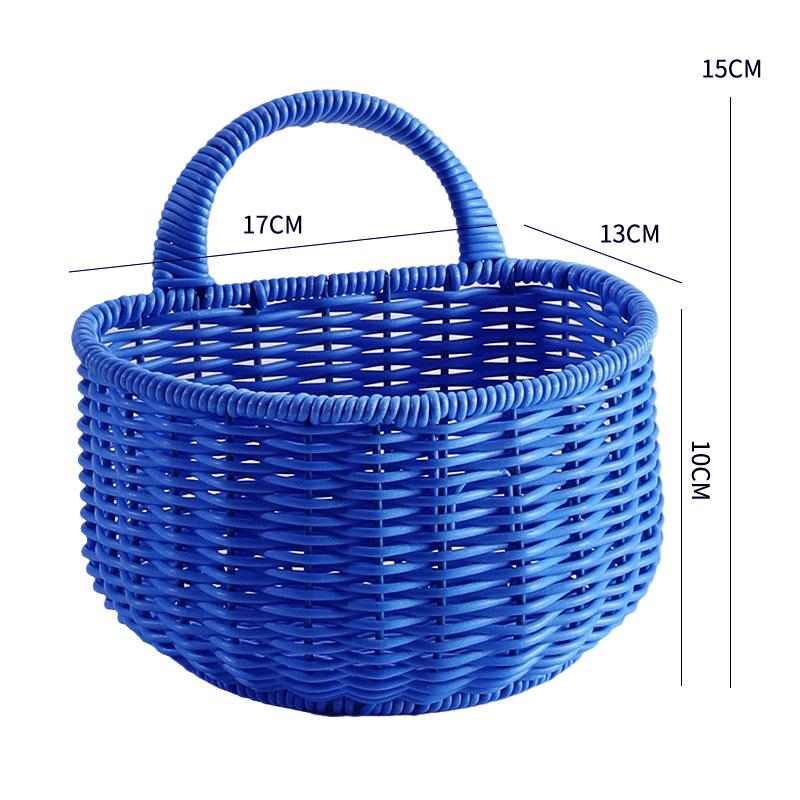 Nástěnný plastový ratanový úložný koš do kuchyně a koupelny