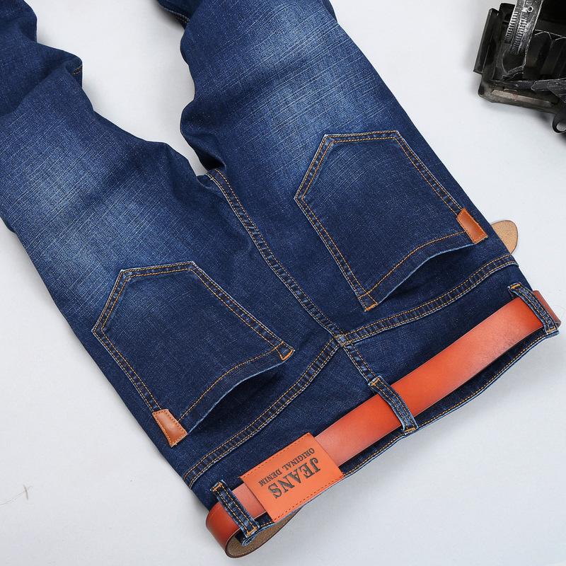 

Весенние и летние свободные прямые брюки Брюки Среднего возраста эластичные джинсы большого размера Мужские тонкие джинсы большого размера 40 синий