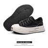 Trendy 2025 Spring/Autumn Retro Black Thick-Soled Breathable Canvas Shoes