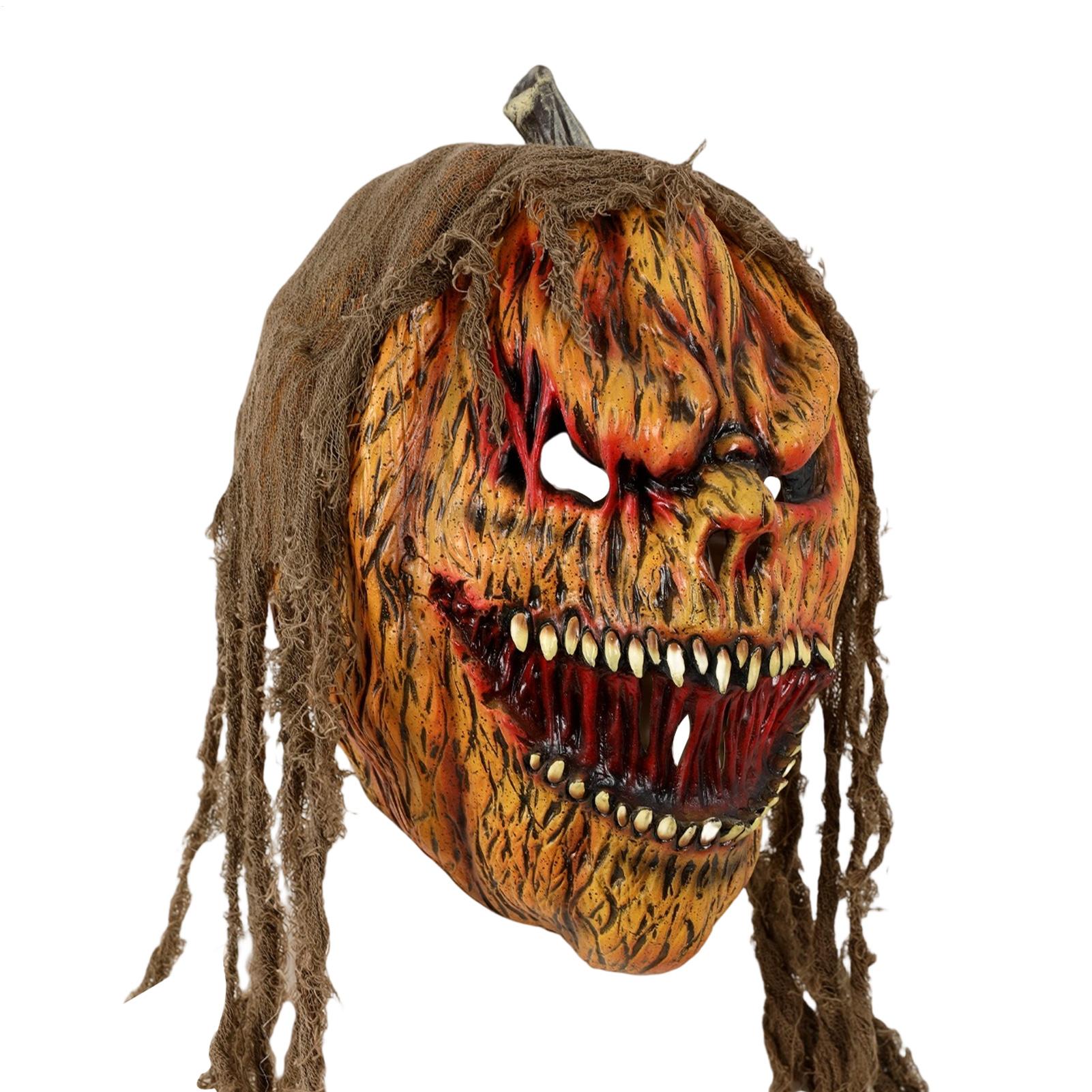 Horror Pumpkin Masquerade Costume Horror Cosplay Costume Face Cover Creepy Cosplay Party Dress Up Accessories For Carnival China Mainland
