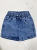 2025 Spring/Summer High-Waisted Elastic Slim-Fit Lace-Up Denim Shorts