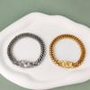 Fashion  Pattern Snap Button Cuban Link Bracelet 12mm 18K Gold Plated Stainless Steel Unisex Anniversary Bracelets