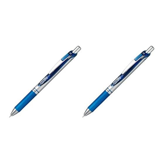 Pentel EnerGel Gel Ink Retractable Pen, 0.5mm, Silver Barrel, Blue Ink (BLN75Z-C)