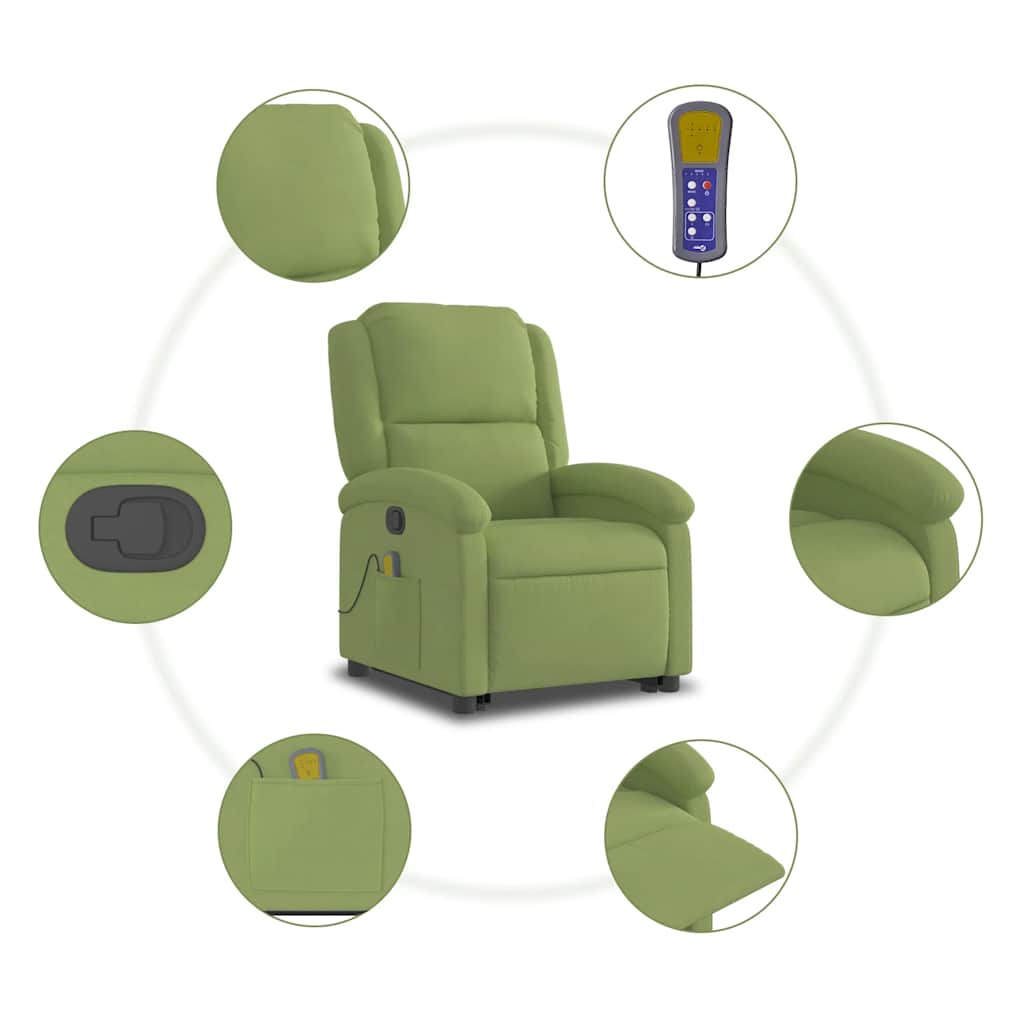 Massage Recliner with Rising Function Light Green Velvet