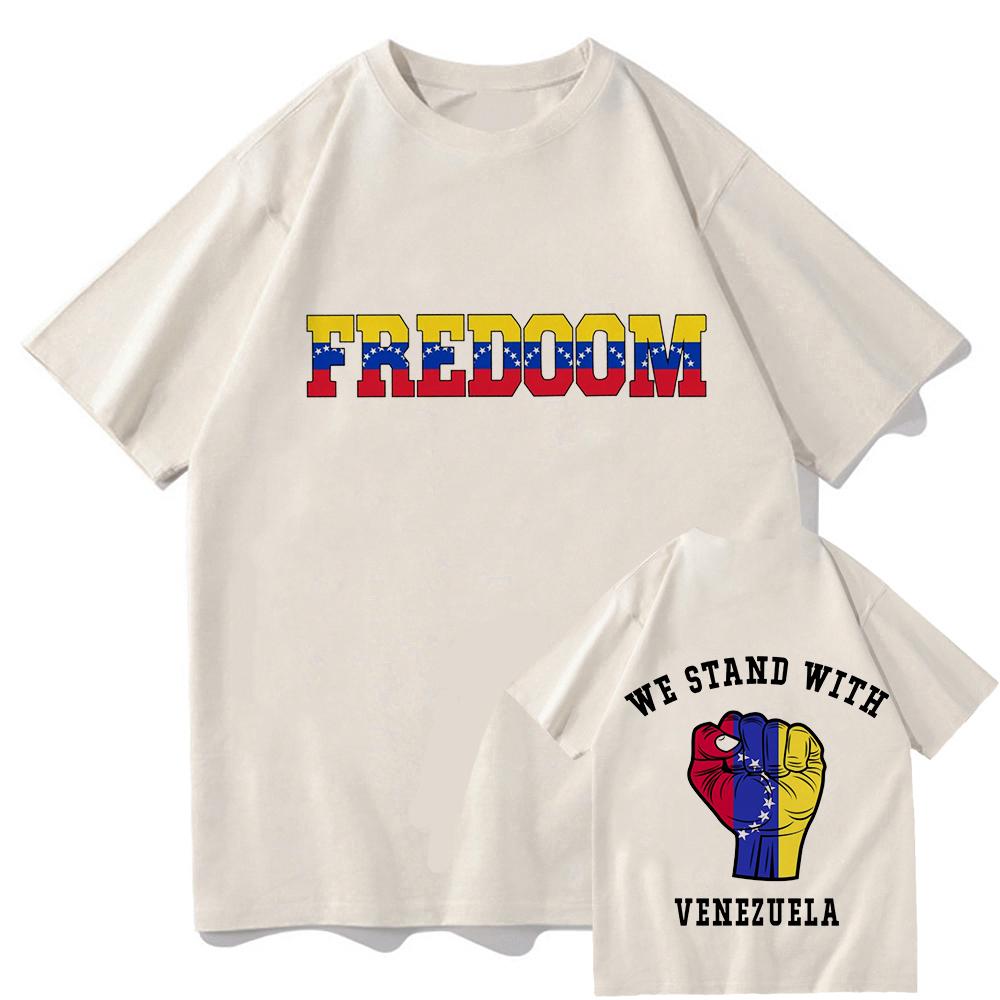 Freedom Venezuela T-shirt Fashion Men/Women Harajuku Graphic T-Shirt Unisex High Quality Aesthetic Vintage Cotton Tees Shirts