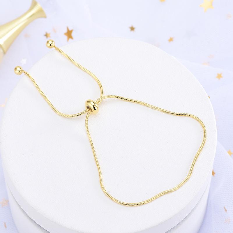 

S925 Стерлингового Серебра Корейская Версия Простой Выдвижной Регулируемый Браслет Из Змеиной Кости Женский Нишевый Дизайн Круглый Браслет Из Бисера Adjustable size