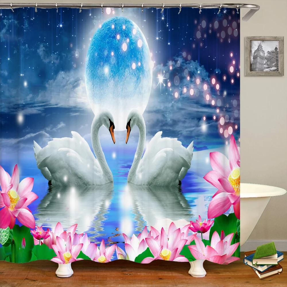 3D European Rural Town Flowers Landscape Printing Bathroom Waterproof Shower Curtain Polyester Curtain Home Decoration Curtain