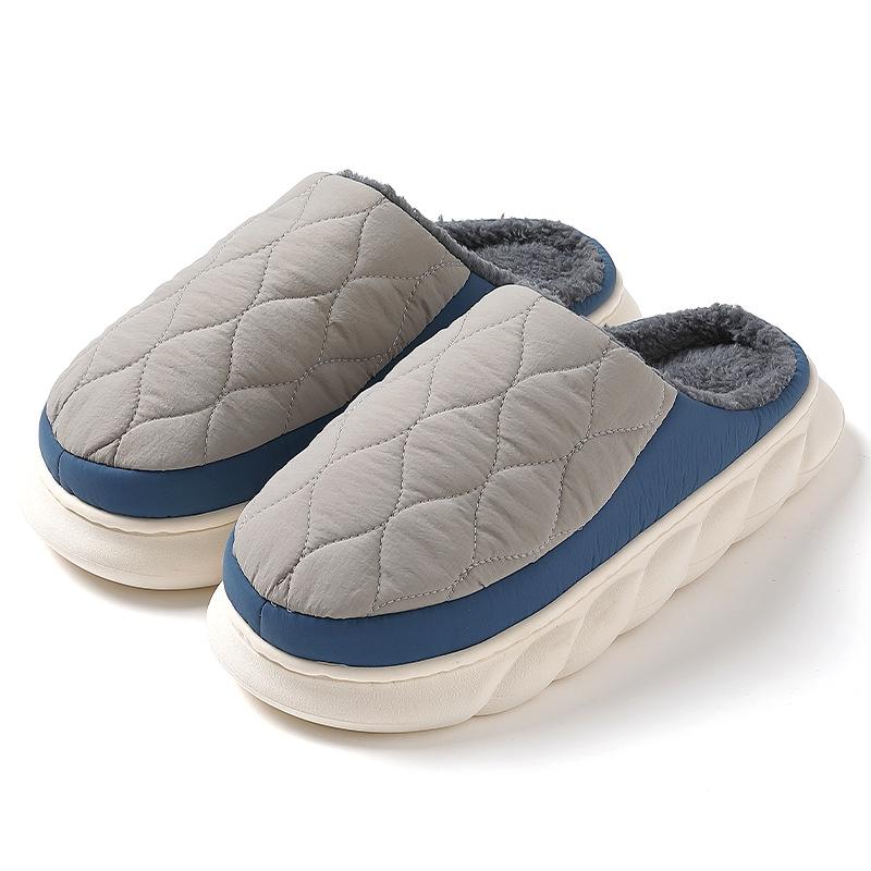 Men's Waterproof Cotton Slippers: Indoor, Plus Velvet, Warm, Thick-Soled for Autumn & Winter
