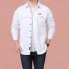 Spring Autumn Men Casual Loose Long Sleeve Shirt Men Solid Color Tactical Shirts Men Daily Wear Work Cargo Shirts Male Tactical Hawaiian Shirt